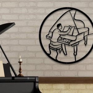 DINOZOZO Piano Player Line Art Piano Teacher Music Room Recording Studio Business Custom Metal Signs