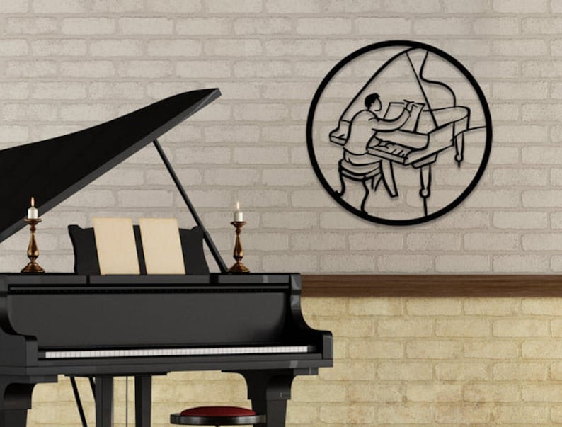 DINOZOZO Piano Player Line Art Piano Teacher Music Room Recording Studio Business Custom Metal Signs3