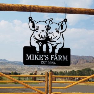 DINOZOZO Pig Farm Welcome Farm Animals Custom Metal Signs Gift for Farmer 1