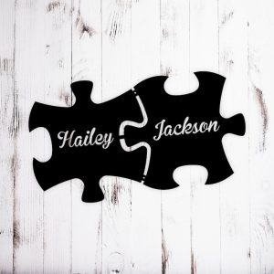 DINOZOZO Puzzle Piece Couples Wedding Valentine’s Day Anniversary Gift Custom Metal Signs