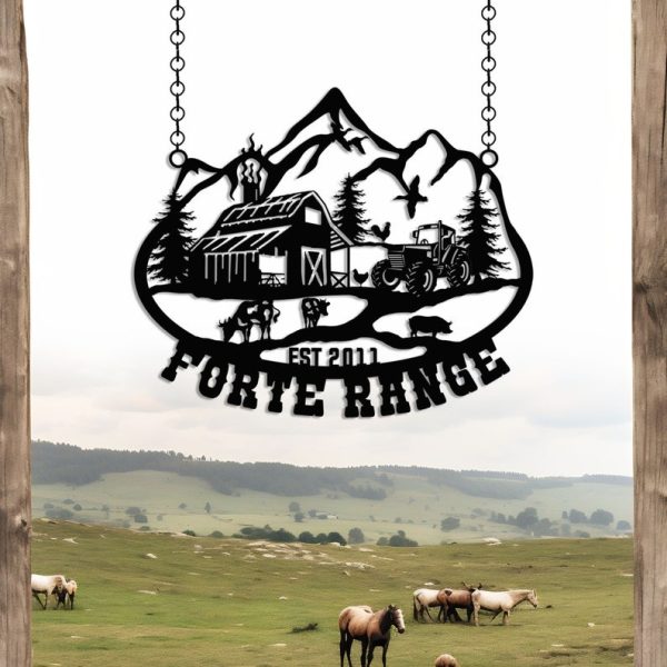 DINOZOZO Ranch Hanging Custom Name and Year Custom Metal Signs Gift for Farmer