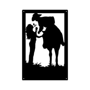 DINOZOZO Romantic Cowboy and Cowgirl with Horse Western Country Wedding Valentines Day Anniversary Gift Custom Metal Signs