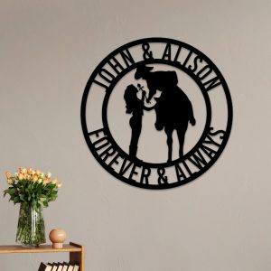 DINOZOZO Romantic Western Couple Cowboy and Cowgirl Valentines Day Engagement Wedding Anniversary Gift Custom Metal Signs