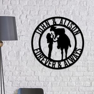 DINOZOZO Romantic Western Couple Cowboy and Cowgirl Valentine’s Day Engagement Wedding Anniversary Gift Custom Metal Signs