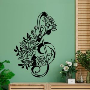 DINOZOZO Rose Flower Treble Clef Music Room Recording Studio Business Custom Metal Signs