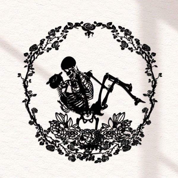 DINOZOZO Skeleton Romantic Couple Anniversary Valentine’s Day Gift for Her Him Custom Metal Signs