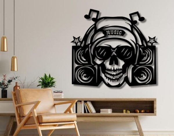 DINOZOZO Skull Head Stereo Music Room Recording Studio Business Custom Metal Signs