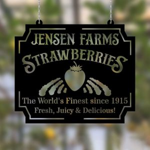 DINOZOZO Strawberry Farm Strawberries Garden Custom Metal Signs Gift for Farmer2