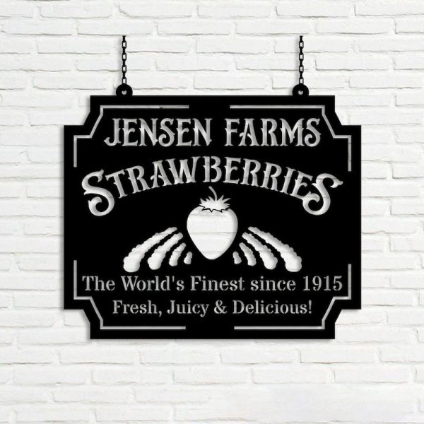 DINOZOZO Strawberry Farm Strawberries Garden Custom Metal Signs Gift for Farmer