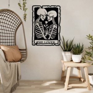 DINOZOZO Tarot Card The Lover Gothic Skeleton Couple Anniversary Valentine’s Day Gift for Her Him Custom Metal Signs