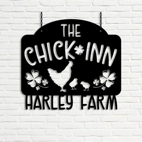 DINOZOZO The Chick Inn Farm Welcome Farm Animals Custom Metal Signs Gift for Farmer