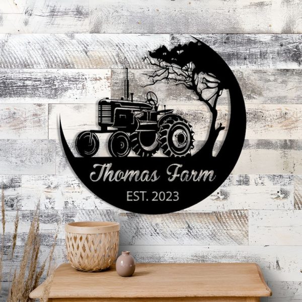 DINOZOZO Tractor Farm Family Name Custom Metal Signs Gift for Farmer, Tractor Driver
