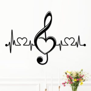 DINOZOZO Treble Clef Music Lover Heartbeat Music Room Recording Studio Business Custom Metal Signs