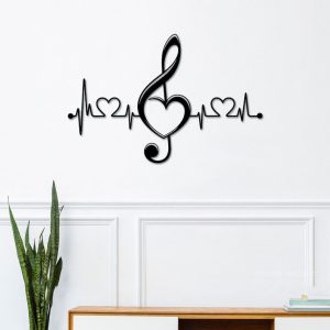 DINOZOZO Treble Clef Music Lover Heartbeat Music Room Recording Studio Business Custom Metal Signs