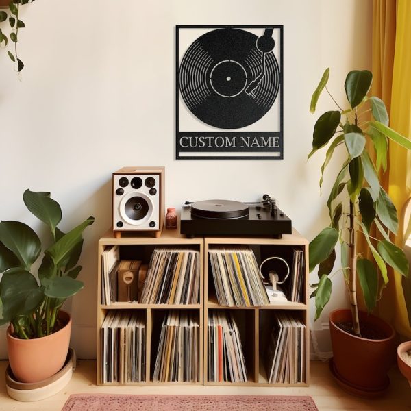 DINOZOZO Turntable Vinyl Record Wall Art Retro Souvenir Decor Music Room Custom Metal Signs
