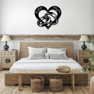 DINOZOZO Two Rings In A Heart Couples Wedding Valentines Day Anniversary Gift Custom Metal Signs2