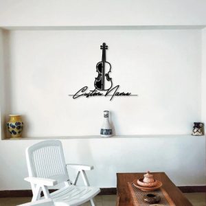 DINOZOZO Violin Minimalist Wall Art Violin Teacher Music Room Recording Studio Business Custom Metal Signs2