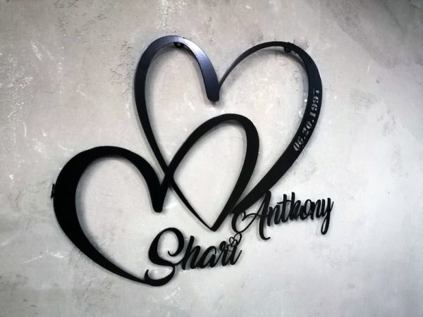 DINOZOZO Wedding Gift for Couple Heart Sign with Names and Date Anniversary Valentine’s Day Gift for Her Him Custom Metal Signs
