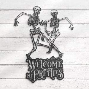 DINOZOZO Welcome My Pretties Dancing Skeleton Valentines Day Wedding Anniversary Gift Custom Metal Signs4