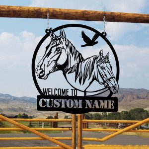 DINOZOZO Welcome to Horse Farm Horse Ranch Welcome Farm Animals Custom Metal Signs Gift for Farmer 1