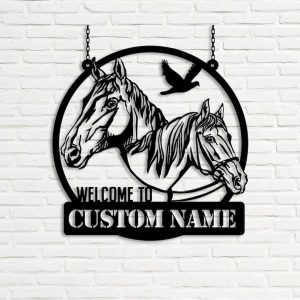 DINOZOZO Welcome to Horse Farm Horse Ranch Welcome Farm Animals Custom Metal Signs Gift for Farmer 2