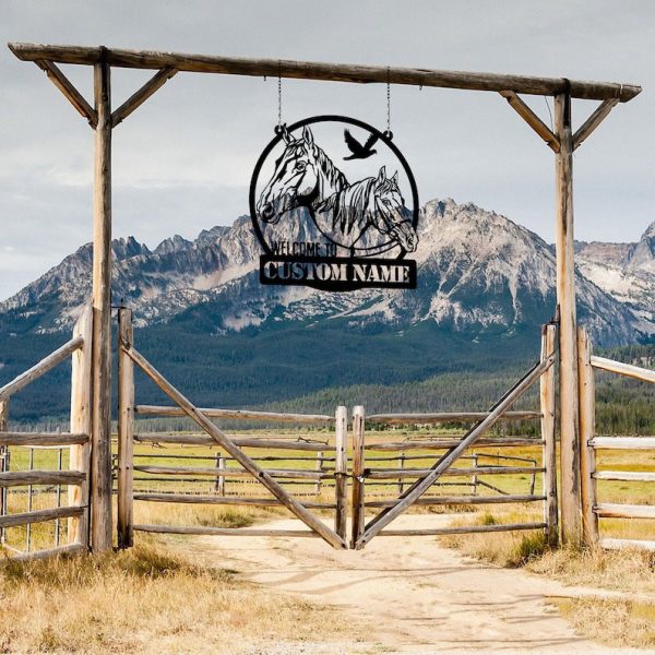 DINOZOZO Welcome to Horse Farm Horse Ranch Welcome Farm Animals Custom Metal Signs Gift for Farmer