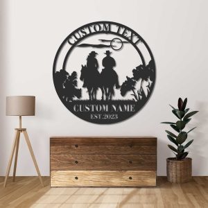 DINOZOZO Western Cowboy Cowgirl Riding Couple Wedding Valentine’s Day Anniversary Gift Custom Metal Signs