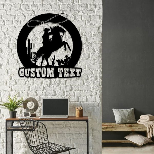 DINOZOZO Western Cowboy Saguaro Custom Metal Signs Gift for Farmer