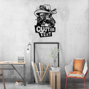 DINOZOZO Western Cowboy Skull Hold Gun Custom Metal Signs Gift for Farmer3