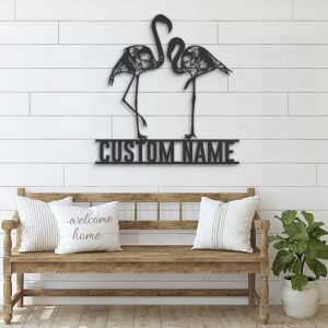 DINOZOZO Wild Flower Couple Flamingo Wedding Valentines Day Anniversary Gift Custom Metal Signs2