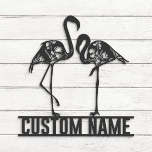 DINOZOZO Wild Flower Couple Flamingo Wedding Valentines Day Anniversary Gift Custom Metal Signs4