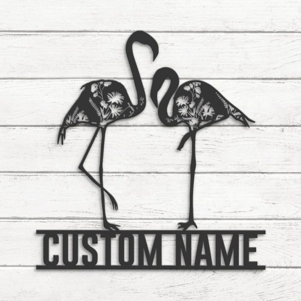 DINOZOZO Wild Flower Couple Flamingo Wedding Valentine’s Day Anniversary Gift Custom Metal Signs