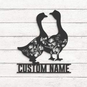 DINOZOZO Wild Flower Couple Goose Farmhouse Wedding Valentine’s Day Anniversary Gift Custom Metal Signs