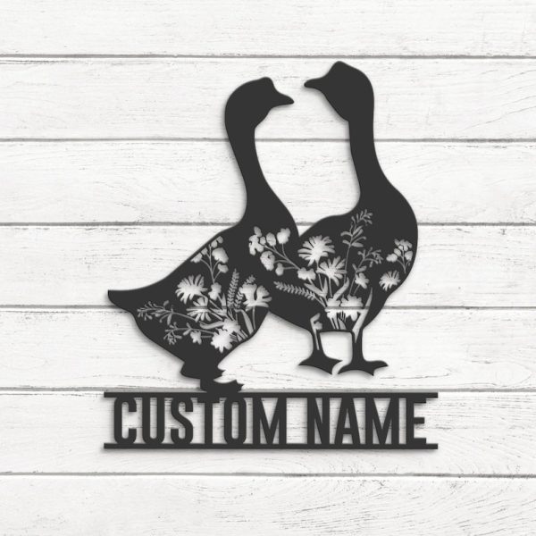 DINOZOZO Wild Flower Couple Goose Farmhouse Wedding Valentine’s Day Anniversary Gift Custom Metal Signs