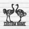 DINOZOZO Wild Flower Couple Ostrich Wedding Valentines Day Anniversary Gift Custom Metal Signs3