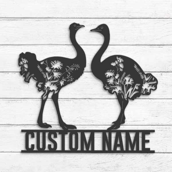 DINOZOZO Wild Flower Couple Ostrich Wedding Valentine’s Day Anniversary Gift Custom Metal Signs