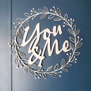 DINOZOZO You Me Wreath Sign Valentines Day Engagement Wedding Anniversary Gift Custom Metal Signs