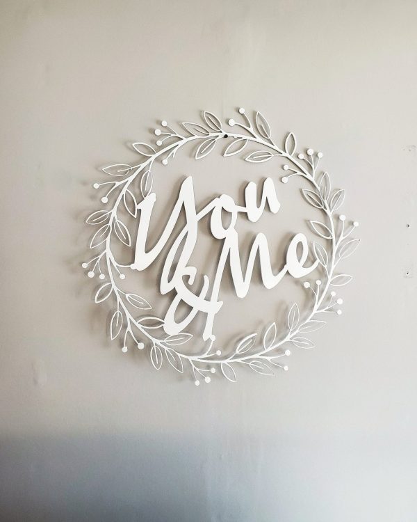 DINOZOZO You & Me Wreath Sign Valentine’s Day Engagement Wedding Anniversary Gift Custom Metal Signs