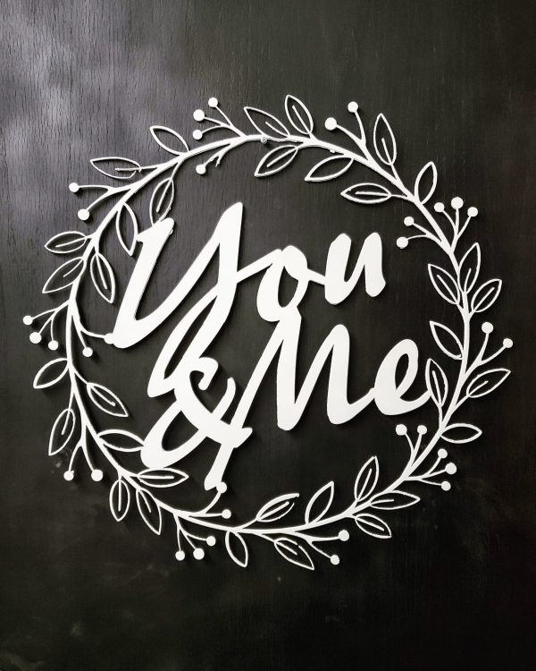 DINOZOZO You & Me Wreath Sign Valentine’s Day Engagement Wedding Anniversary Gift Custom Metal Signs