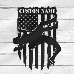 DINOZOZO American Wrestler Wrestling US Flag Custom Metal Signs