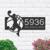 DINOZOZO Basketball Address Sign Basketball Player House Number Plaque V1 Custom Metal Signs