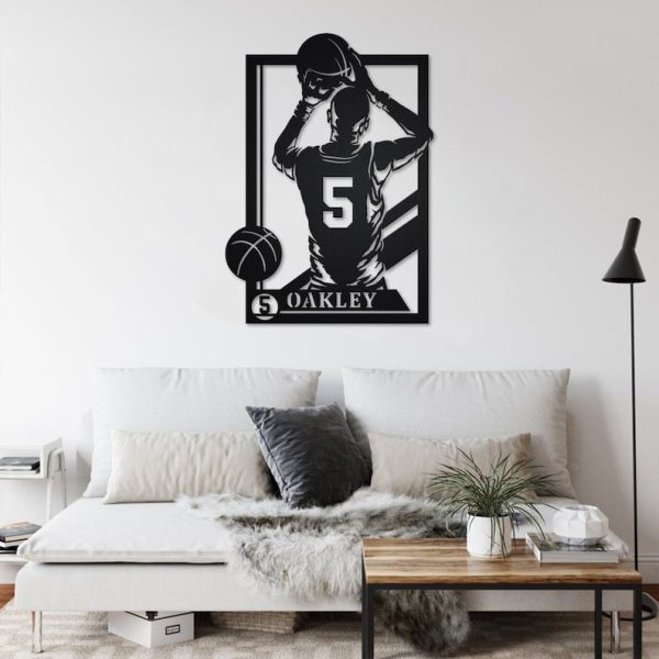 DINOZOZO Basketball Player Portrait Custom Name and Number Custom Metal Signs