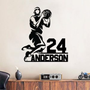 DINOZOZO Basketball Player Silhouette with Name and Number Custom Metal Signs