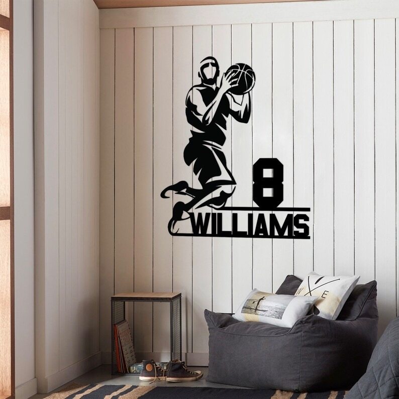 DINOZOZO Basketball Player Silhouette with Name and Number Custom Metal Signs2