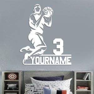 DINOZOZO Basketball Player Silhouette with Name and Number Custom Metal Signs3
