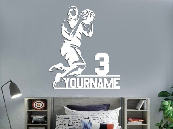 DINOZOZO Basketball Player Silhouette with Name and Number Custom Metal Signs