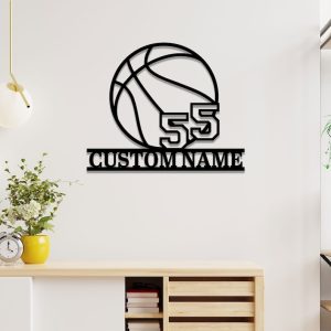 DINOZOZO Basketball Player with Name and Number Game Room Decor Custom Metal Signs