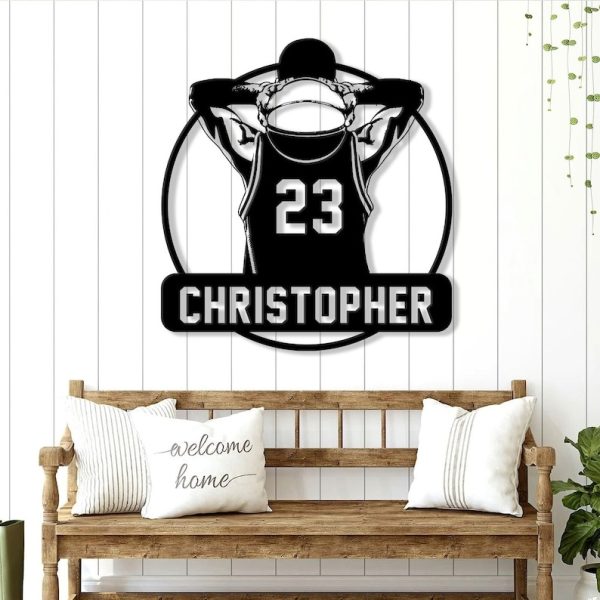 DINOZOZO Basketball Player with Number and Name Room Decor Custom Metal Signs