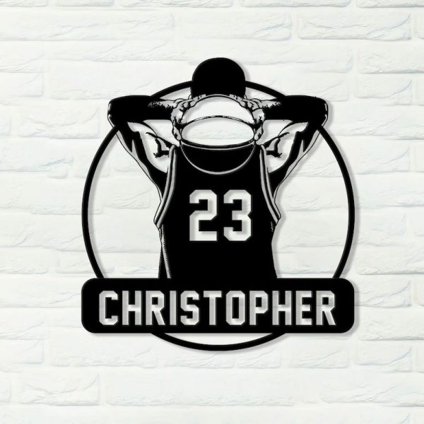 DINOZOZO Basketball Player with Number and Name Room Decor Custom Metal Signs