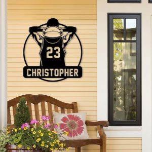 DINOZOZO Basketball Player with Number and Name Room Decor Custom Metal Signs